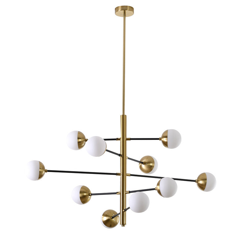 Brass & Black Framed Chandelier with Milk White Glass Shades by Bethel - view 2