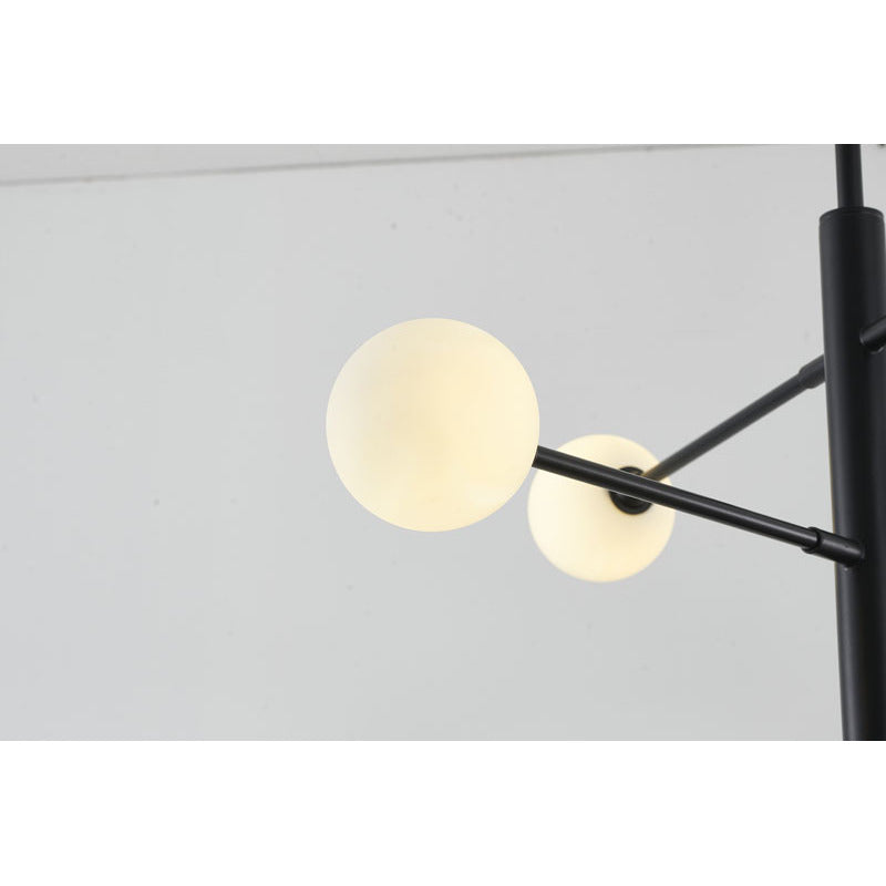 Black and Gold Metal Frame Chandelier with White Glass Shades by Bethel - view 3