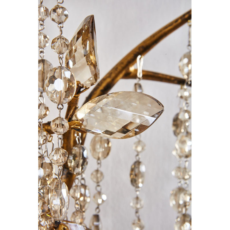 Antique Gold Branch Wall Sconce with Champagne Hanging Crystal Beads by Bethel - view 3