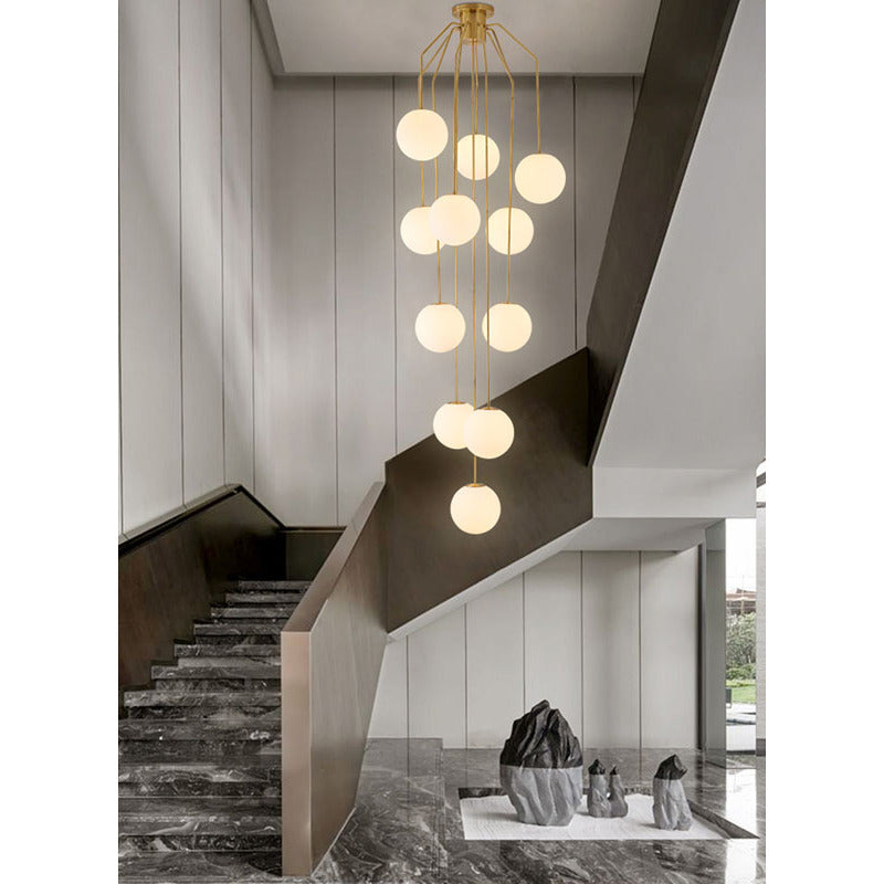 Antique Brass Metal Frame Chandelier with White Glass Globe Shades by Bethel - view 2