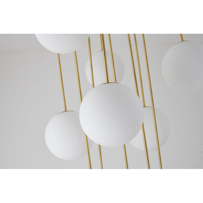 Antique Brass Metal Frame Chandelier with White Glass Globe Shades by Bethel - view 5