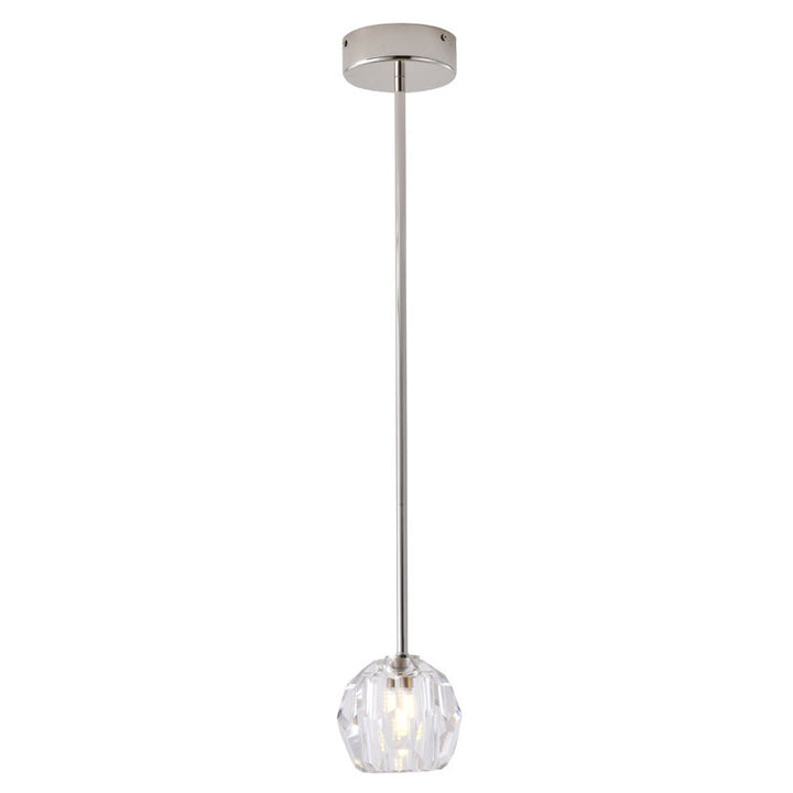 Polished Nickel Pendant Light with Clear Crystal Shade by Bethel