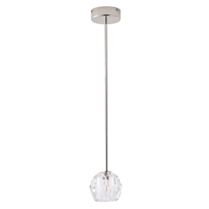 Polished Nickel Pendant Light with Clear Crystal Shade by Bethel - view 2