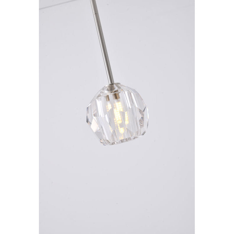 Polished Nickel Pendant Light with Clear Crystal Shade by Bethel - view 3