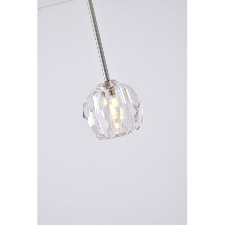 Polished Nickel Pendant Light with Clear Crystal Shade by Bethel - view 3