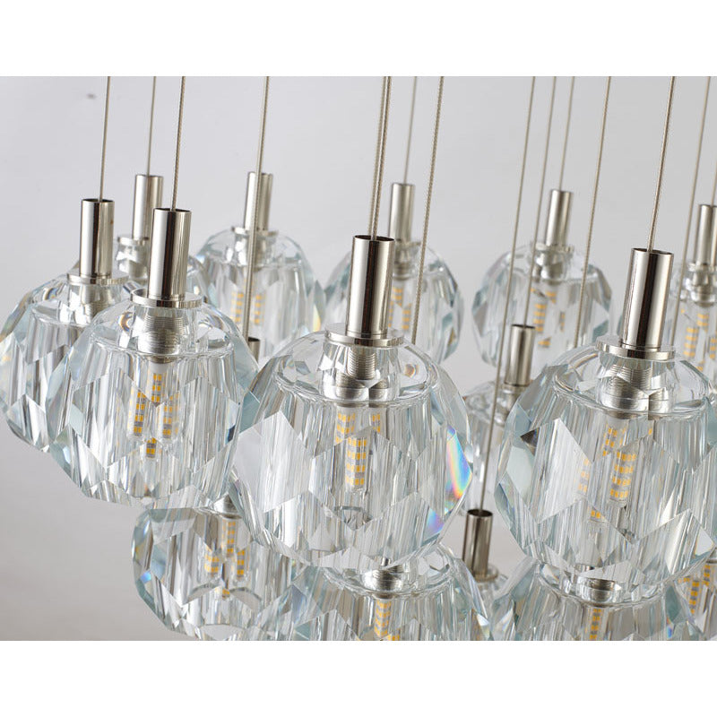 Polished Nickel Flushed Chandelier with Hanging Clear Crystal Pendants by Bethel - view 4