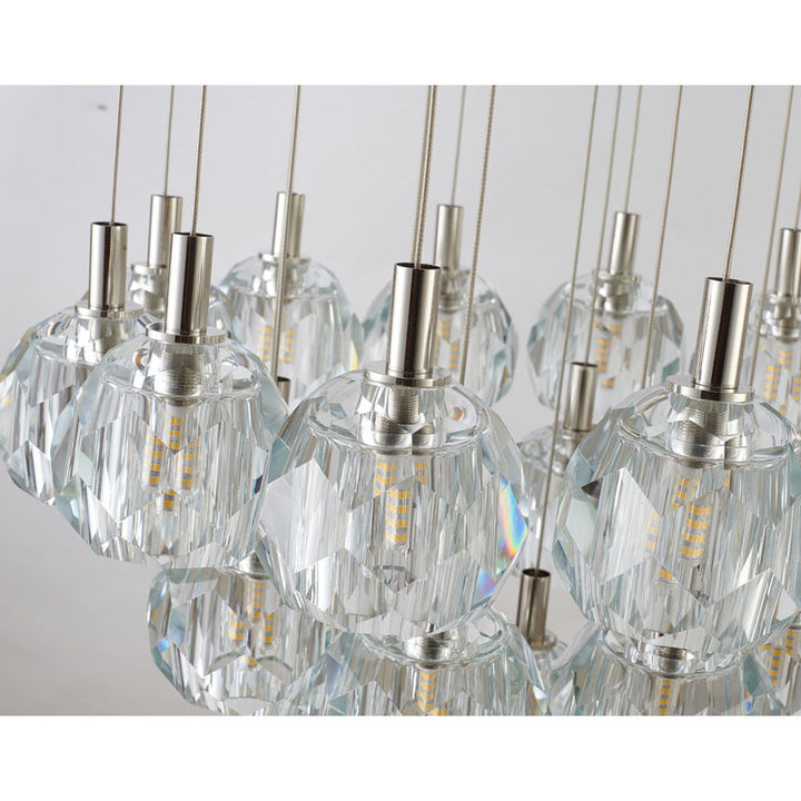 Polished Nickel Flushed Chandelier with Hanging Clear Crystal Pendants by Bethel - view 4