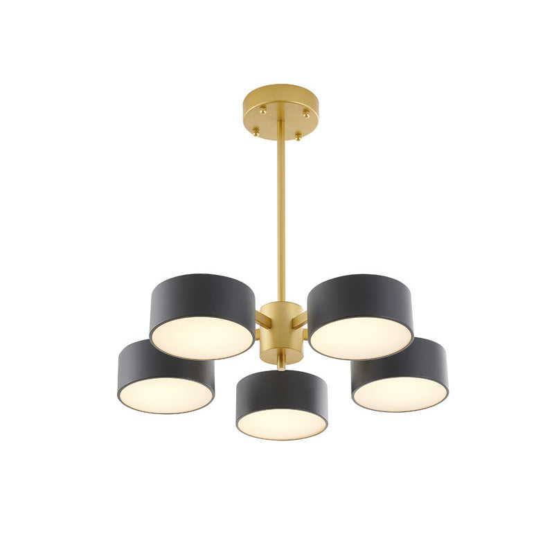 Frame Light Fixture with Shades and Frosted Diffusers in Gold by Bethel