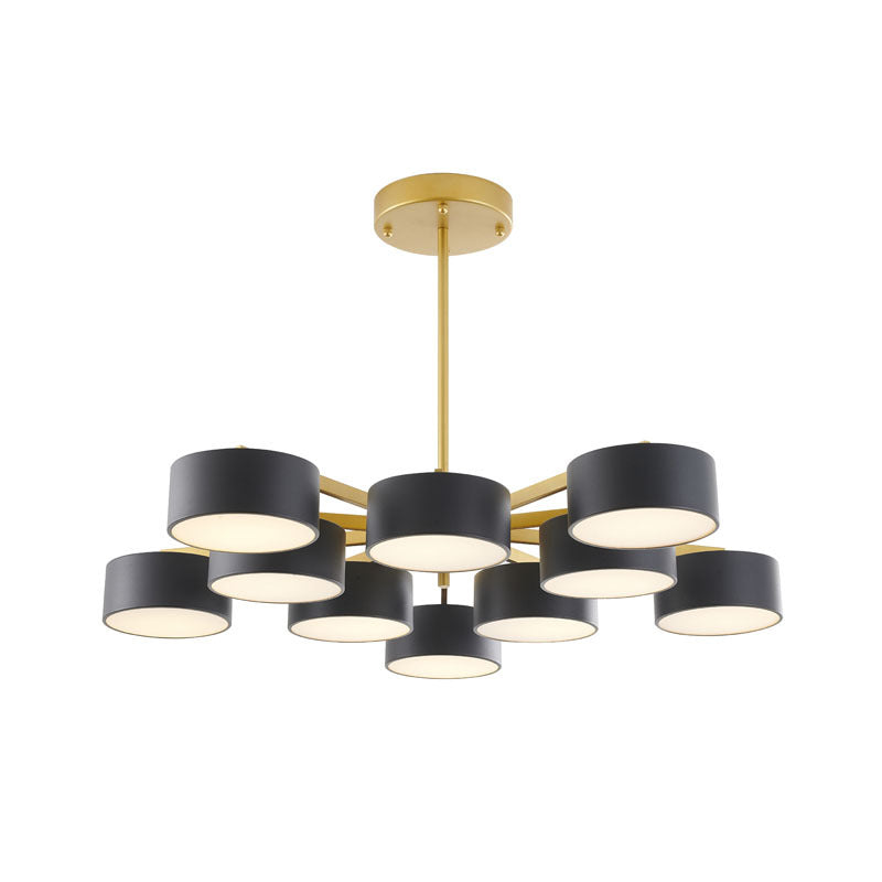 Frame Light Fixture with Shades and Frosted Diffusers in Gold by Bethel