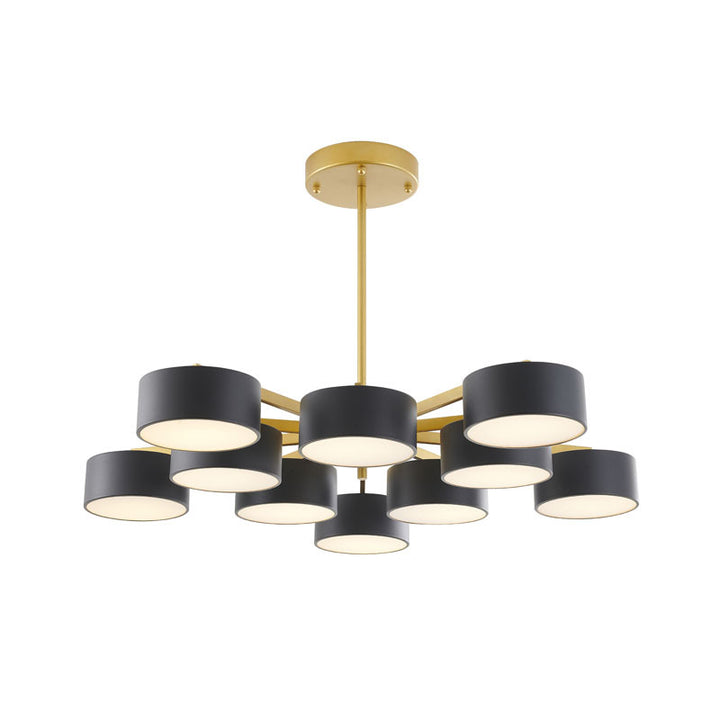 Frame Light Fixture with Shades and Frosted Diffusers in Gold by Bethel