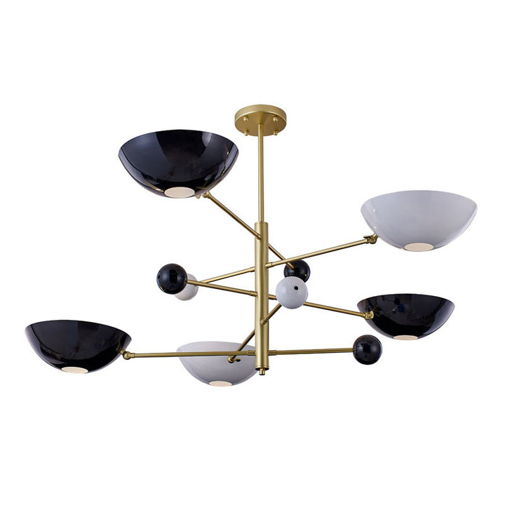 Gold Metal Frame Ceiling Fixture with White &amp; Black Disk Plates
