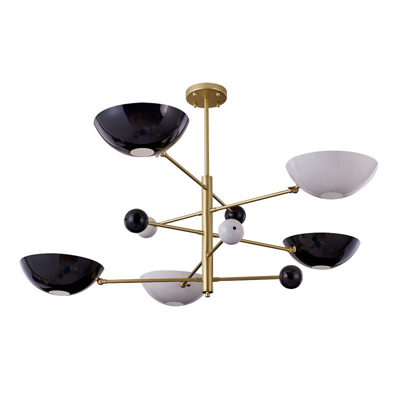 Gold Metal Frame Ceiling Fixture with White &amp; Black Disk Plates