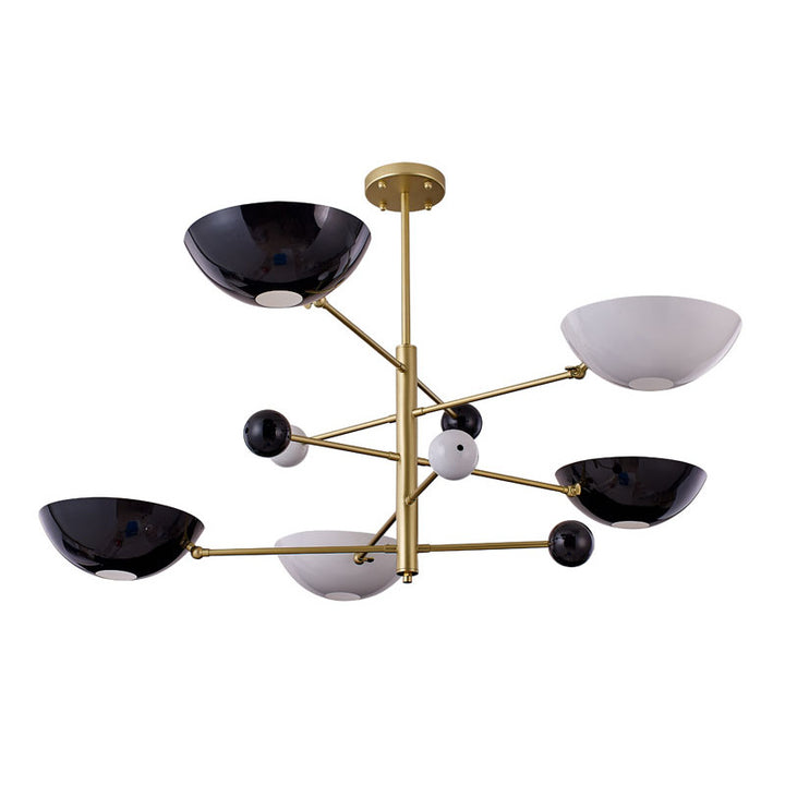 Gold Metal Frame Ceiling Fixture with White &amp; Black Disk Plates