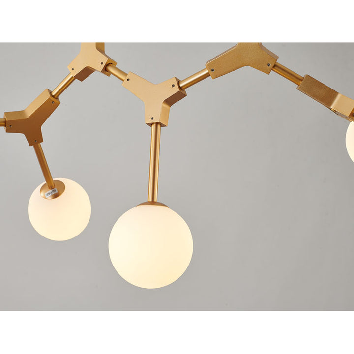 Gold Metal Frame Ceiling Fixture with Milk White Glass Shades by Bethel - view 3