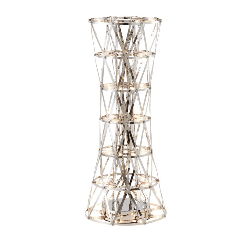 Stainless Steel Column Table Lamp Fixed LED in Chrome by Bethel