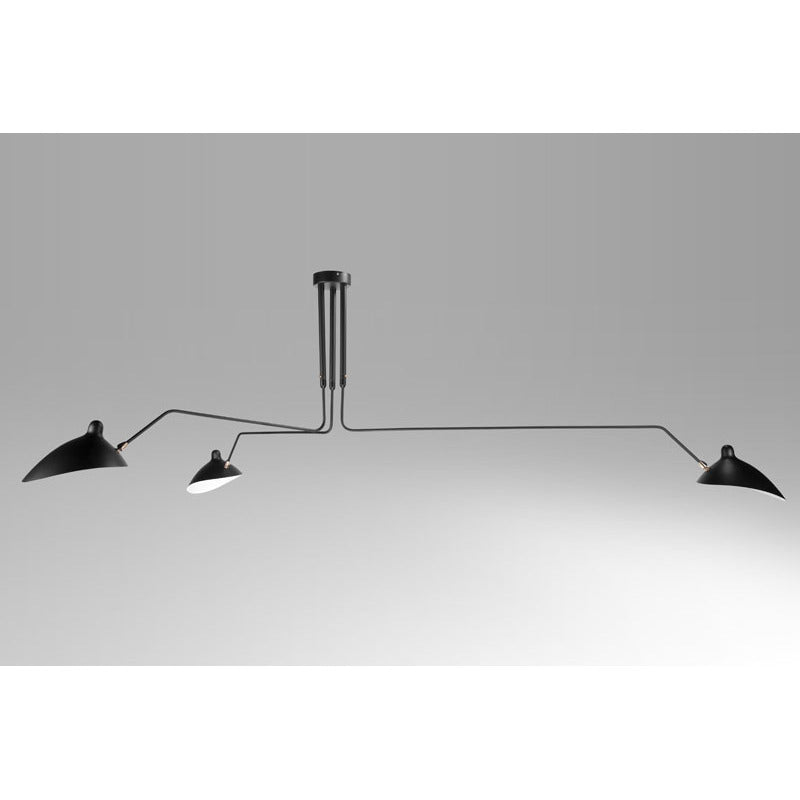 Steel Three Arm Ceiling Fixture with Aluminium Shades & Hardware in Black by Bethel