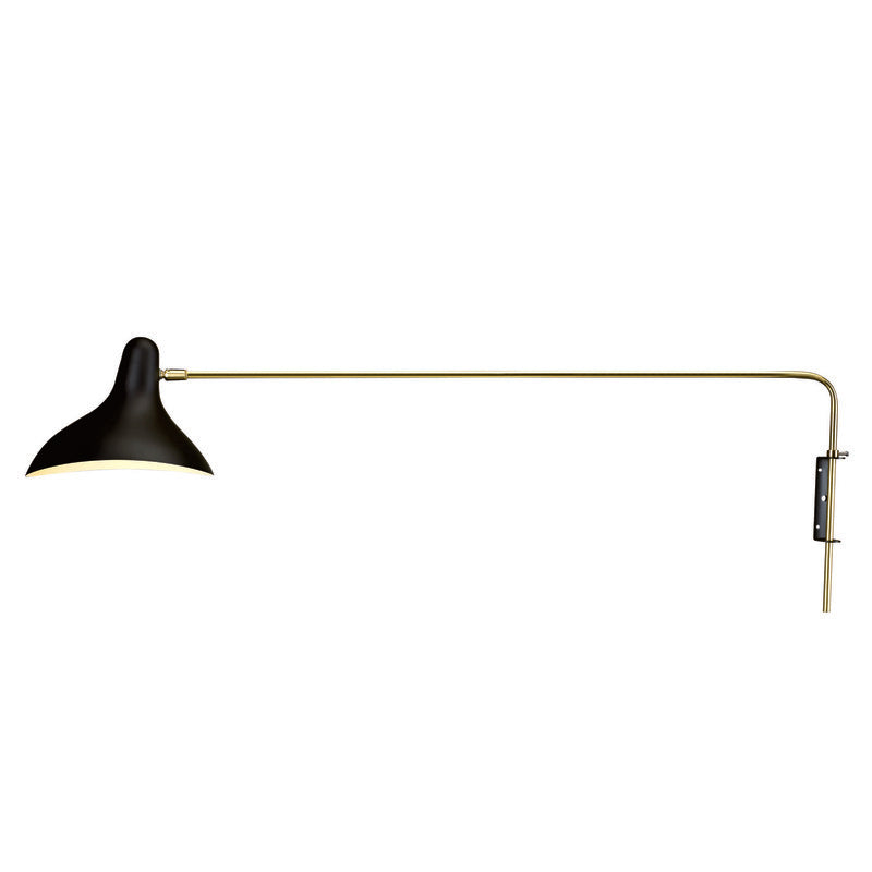 Black Aluminium Shade Wall Light with Brass Frame and Steel Wall Plate by Bethel