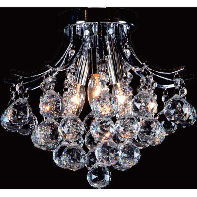 Frame Semi Flush Mount with Clear Hanging Crystals in Chrome by Bethel