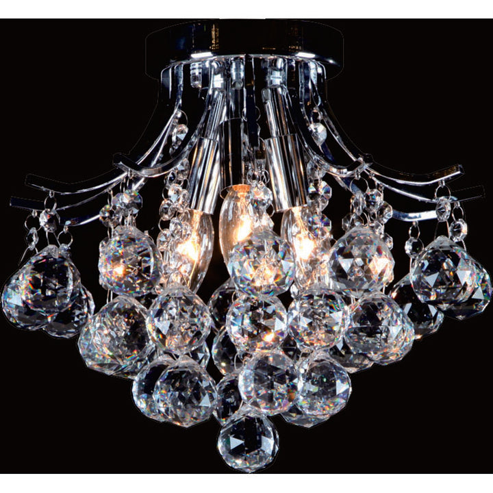 Frame Semi Flush Mount with Clear Hanging Crystals in Chrome by Bethel