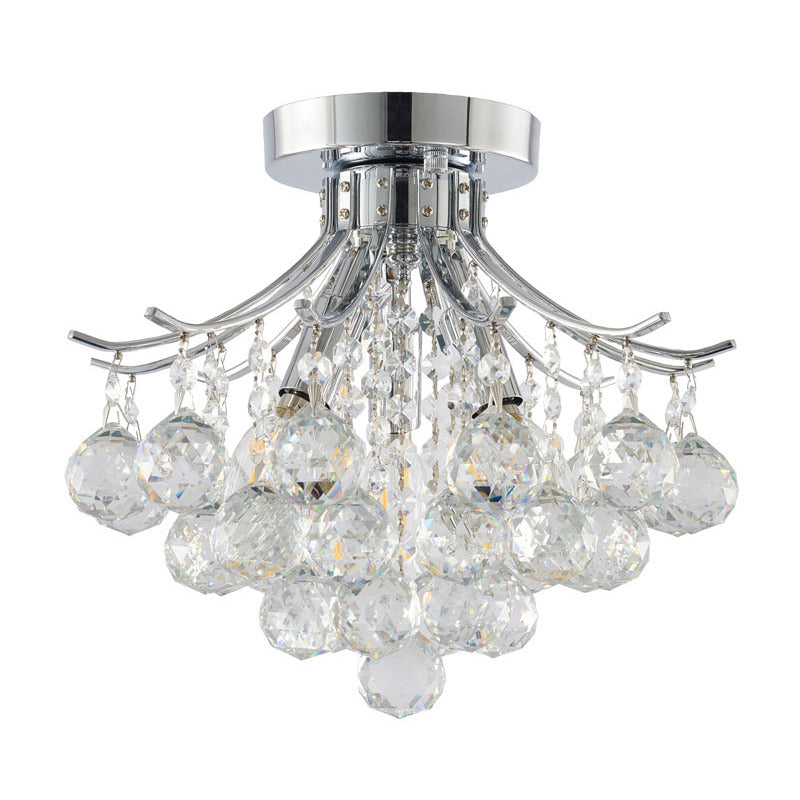 Frame Semi Flush Mount with Clear Hanging Crystals by Bethel - view 7