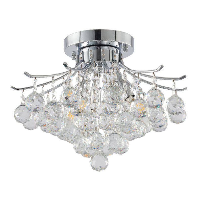 Frame Semi Flush Mount with Clear Hanging Crystals by Bethel - view 19