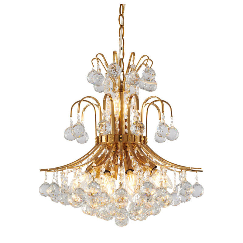 Frame Chandelier with Clear Hanging Crystals in Stain Brass by Bethel