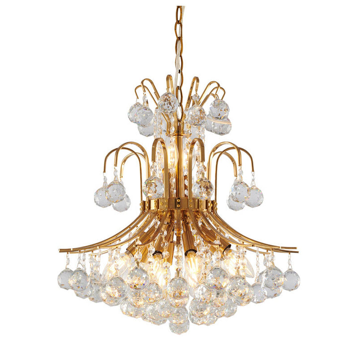 Frame Chandelier with Clear Hanging Crystals in Stain Brass by Bethel