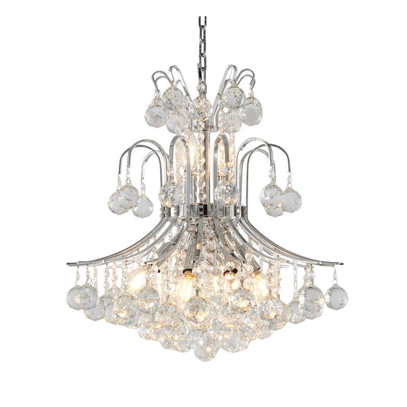 Frame Chandelier with Clear Hanging Crystals in Chrome by Bethel