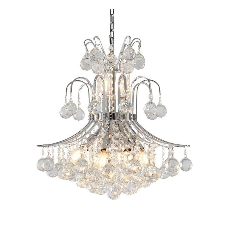 Frame Chandelier with Clear Hanging Crystals in Chrome by Bethel