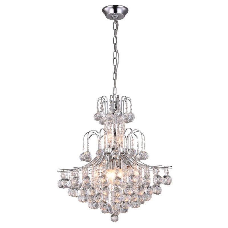 Frame Chandelier with Clear Hanging Crystals in Chrome by Bethel