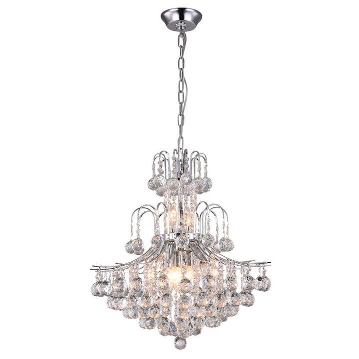 Frame Chandelier with Clear Hanging Crystals in Chrome by Bethel