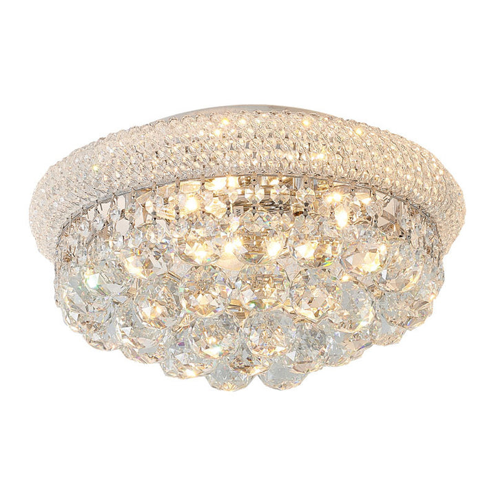 Clear Crystal Flush Mount with Hanging Crystal Balls, Beaded Band, and