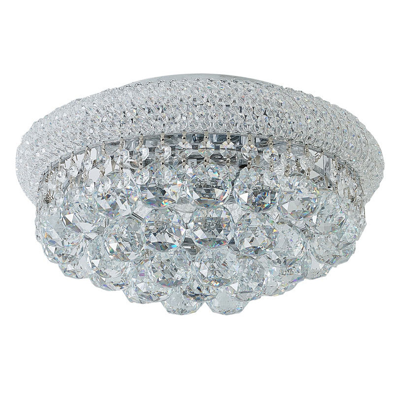 Clear Crystal Flush Mount with Hanging Crystal Balls, Beaded Band, and