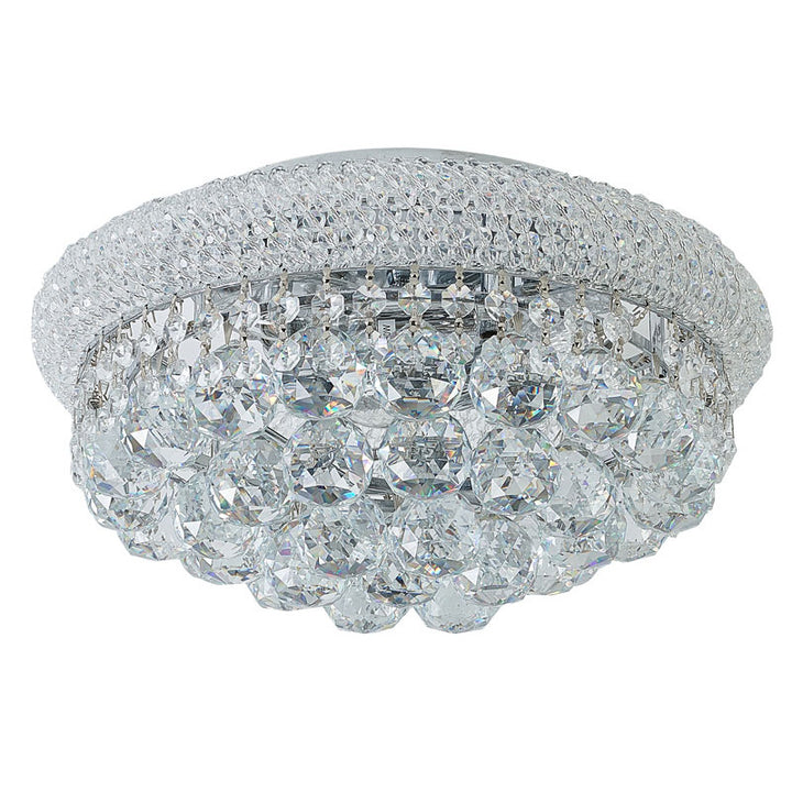 Clear Crystal Flush Mount with Hanging Crystal Balls, Beaded Band, and