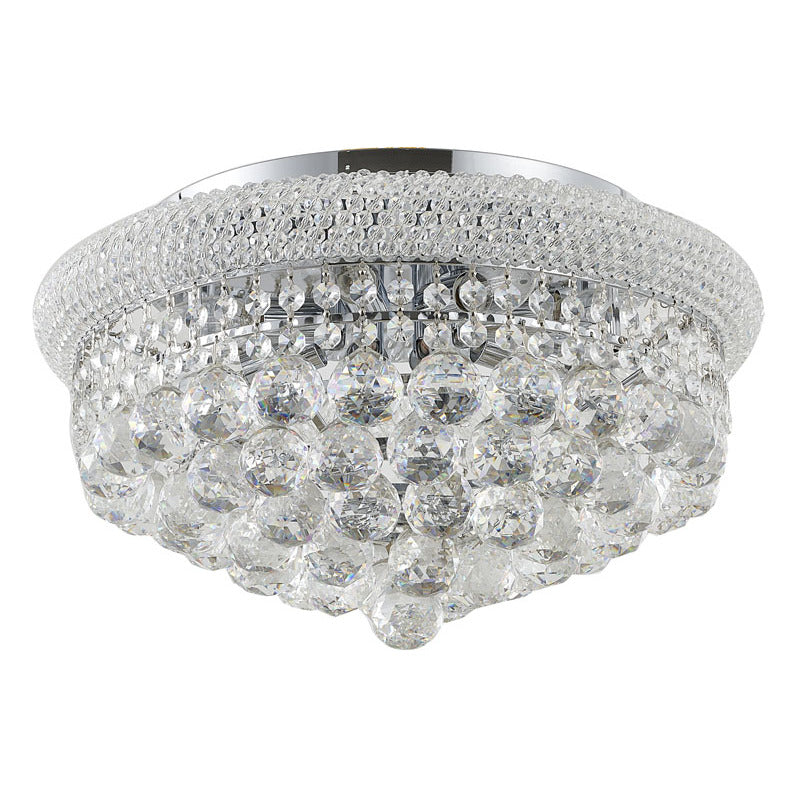 Clear Crystal Flush Mount with Hanging Crystal Balls, Beaded Band, and