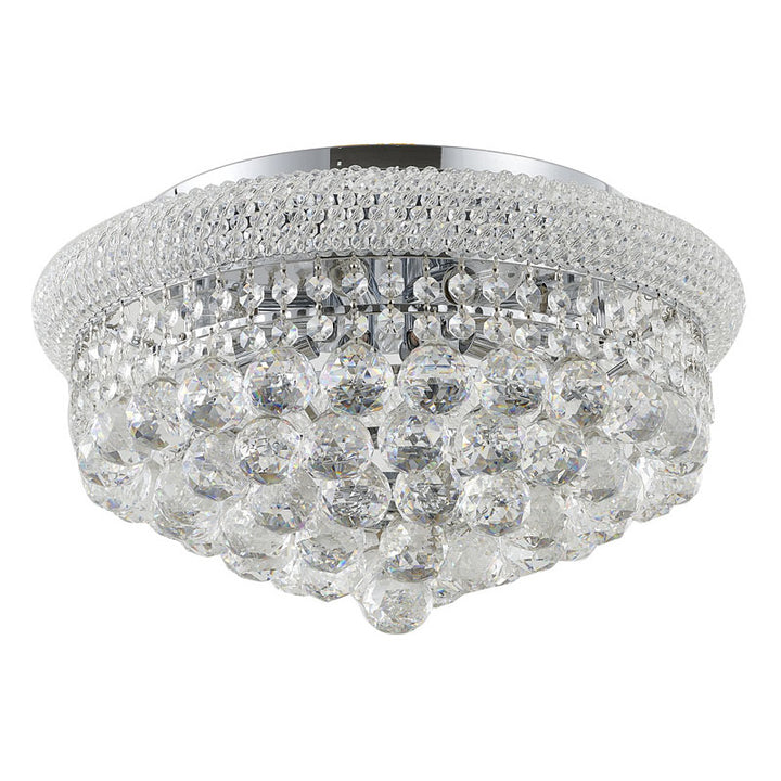 Clear Crystal Flush Mount with Hanging Crystal Balls, Beaded Band, and