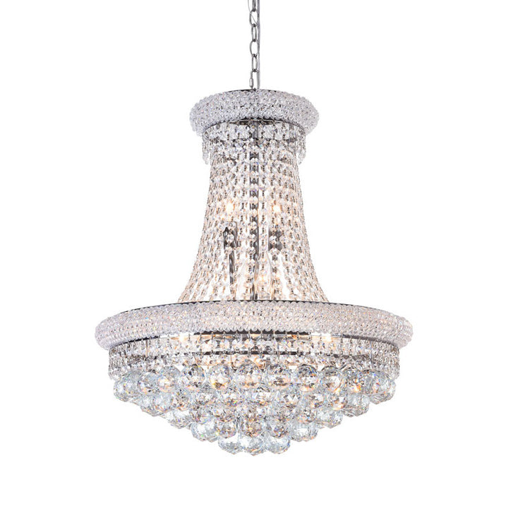 Clear Crystal Chandelier with Beaded Band and Chrome Frame by Bethel