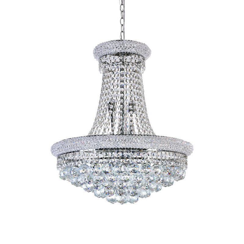 Clear Crystal Chandelier with Beaded Band and Chrome Frame by Bethel - view 2