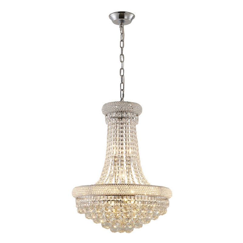 Clear Crystal Chandelier with Beaded Band and Chrome Frame by Bethel - view 3
