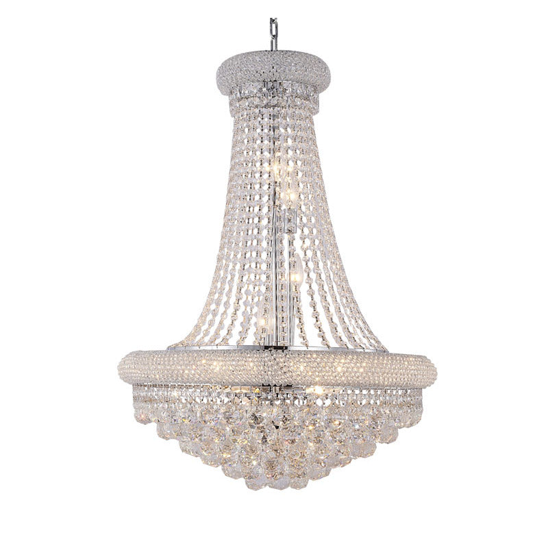 Three Tier Clear Crystal Chandelier with Crystal Balls & Beaded Border Frames, 24", by Bethel