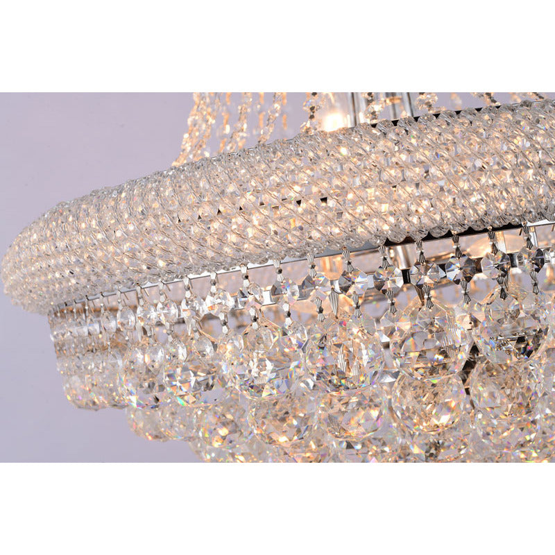 Three Tier Clear Crystal Chandelier with Crystal Balls &amp; Beaded Border Frames