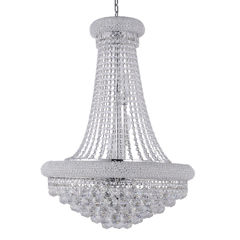 Three Tier Clear Crystal Chandelier with Crystal Balls &amp; Beaded Border Frames