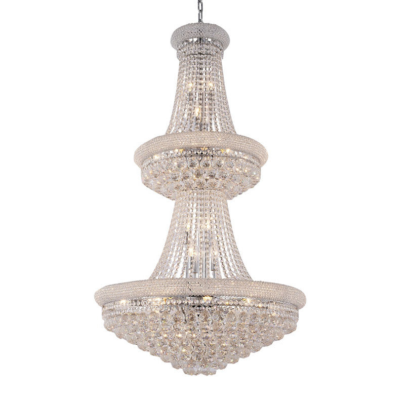 Three Tier Clear Crystal Chandelier with Crystal Balls &amp; Beaded Border Frames