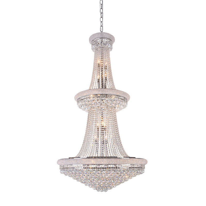 Three Tier Clear Crystal Chandelier with Crystal Balls &amp; Beaded Border Frames