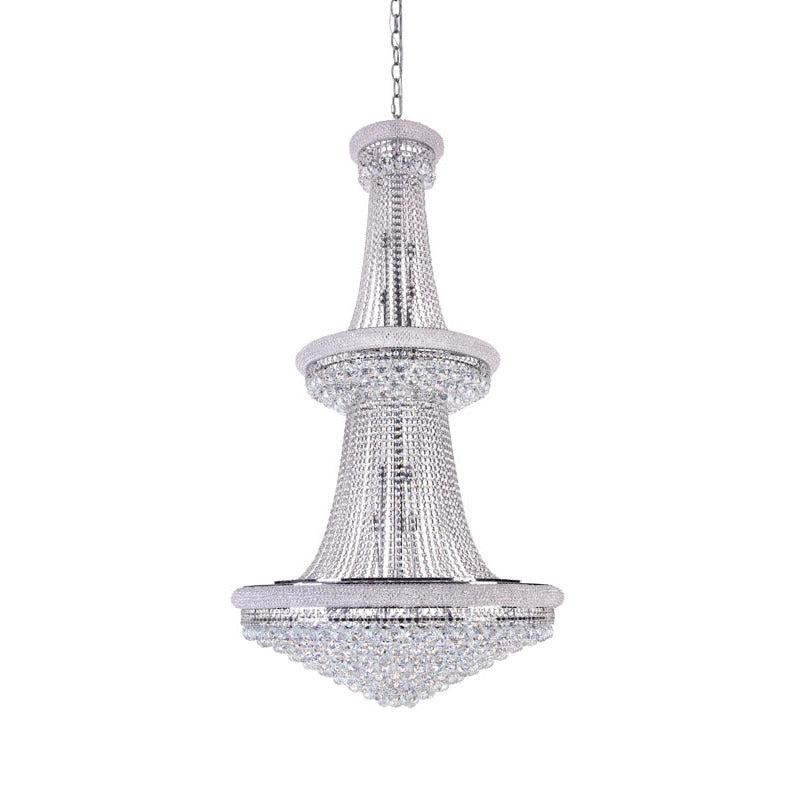 Three Tier Clear Crystal Chandelier with Crystal Balls &amp; Beaded Border Frames