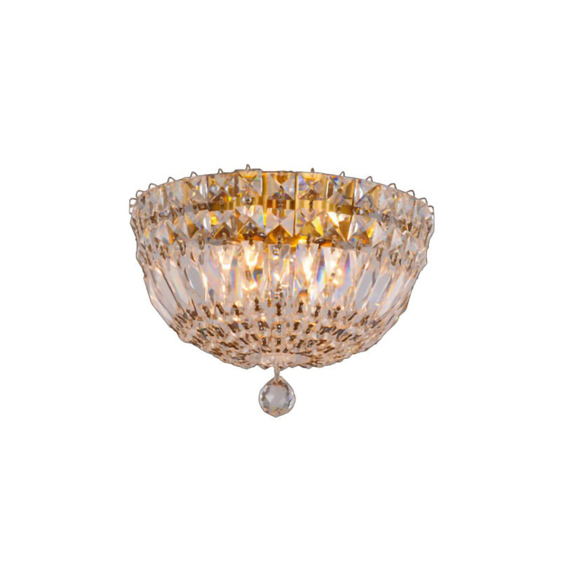 Clear Crystal Flushmount with Metal Frame Flush Mount in Gold by Bethel