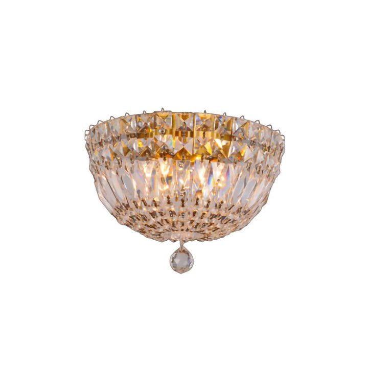 Clear Crystal Flushmount with Metal Frame Flush Mount in Gold by Bethel