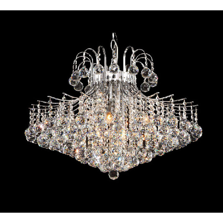 Clear Crystal Chandelier with Hanging Ball Crystals and Chrome Hardware by Bethel