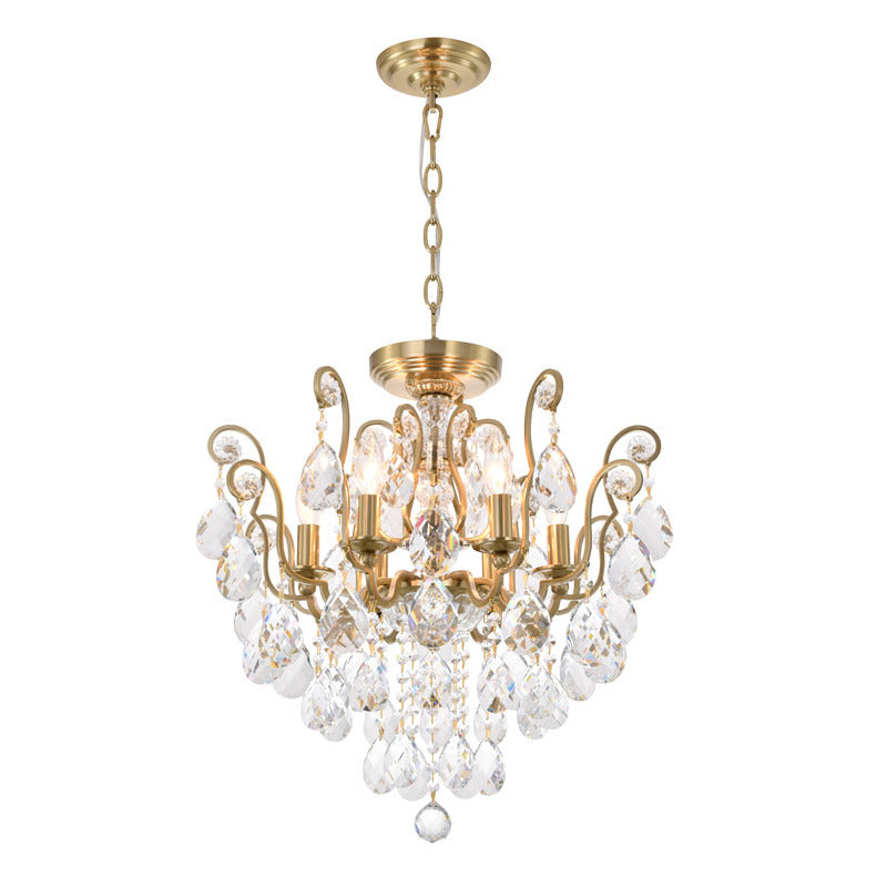 Frame Chandelier with Clear Hanging Crystals (BET61) in Antique Brass by Bethel