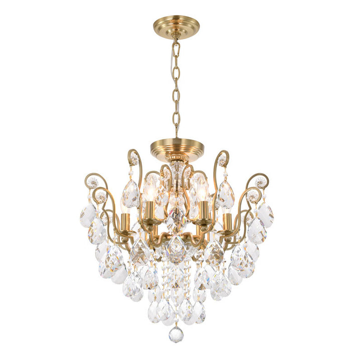 Frame Chandelier with Clear Hanging Crystals (BET61) in Antique Brass by Bethel